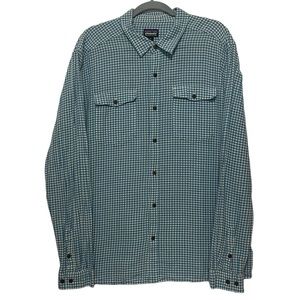 Patagonia 100% Organic Cotton Men’s XL Blue Plaid Long Sleeve Button Dow…